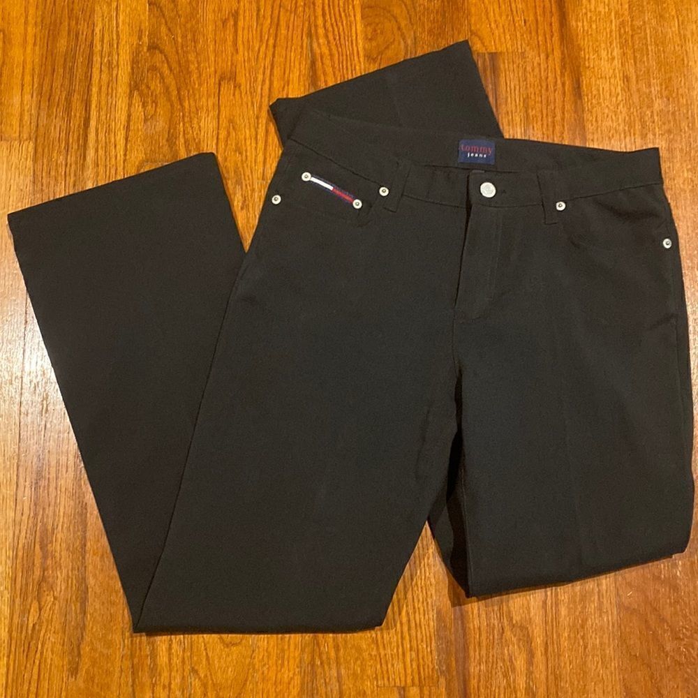 TOMMY JEANS Black Nylon Blend Flare-Boot Mid Rise Pants - Size 7/30